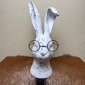 11" Vintage Look Distressed Nerd Rabbit Hobby Lobby Wire Glasses Bunny Easter